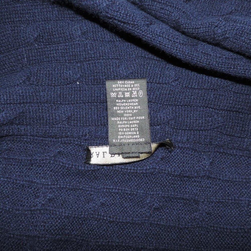 RALPH LAUREN Black Label sz M Navy Blue Cashmere Circle Sweater Cable Knit - Picture 16 of 16